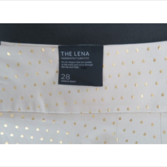 Lane Bryant Lena Stretch Gold Print Cream Pant 28W - Picture 3 of 8